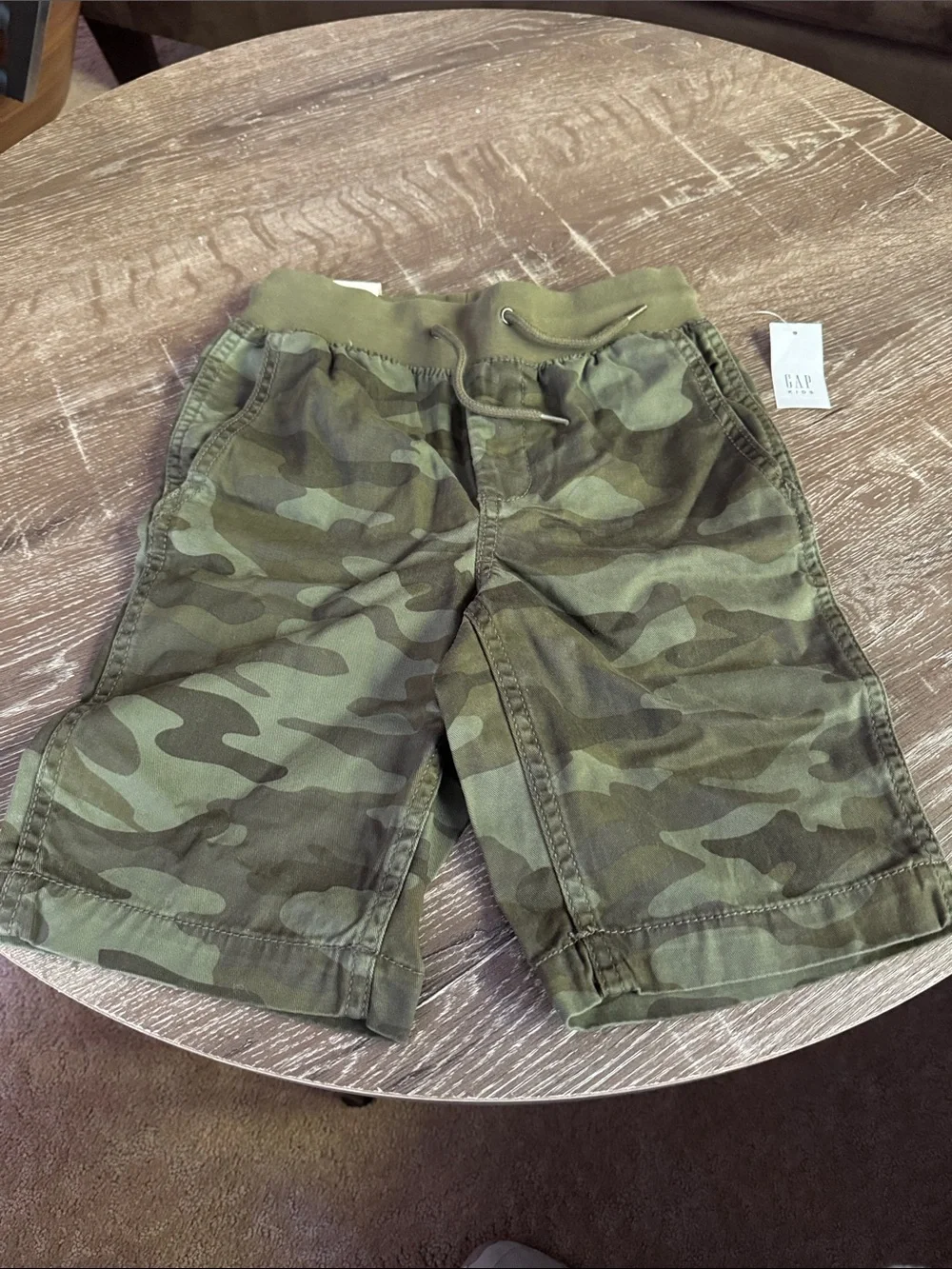 GAP Kids Camo Drawstring Shorts in Olive